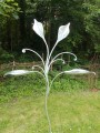 Lily birdbath and decorative birdfeeder hanger